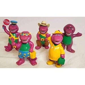 Vintage Barney Dinosaur Figurines Original 1993 Lyons Group Toy Purple Lot Of 5